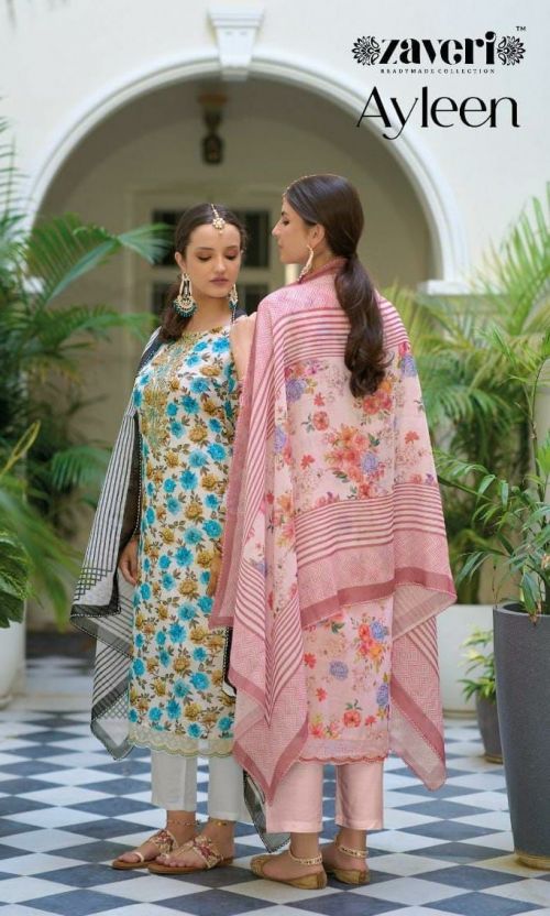 Zaveri Ayleen Linen Kurti With Bottom Dupatta