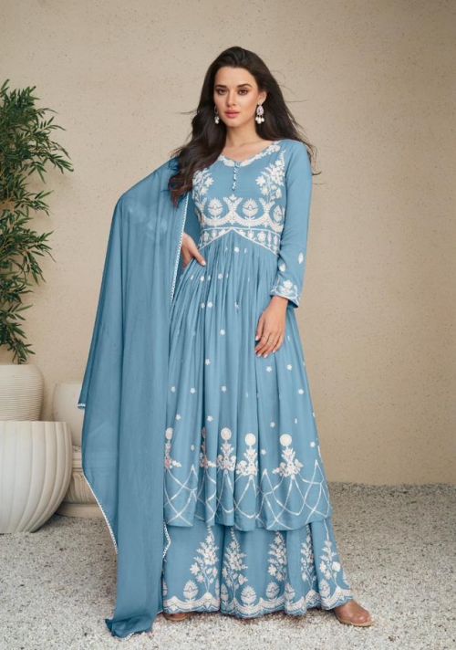 Vamika Lakhnavi Vol 5 Silver Kurti With Bottom Dupatta