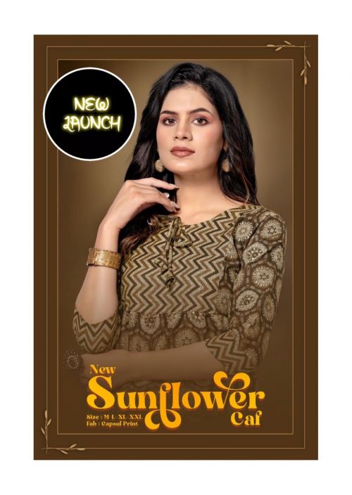 New Sunflower Caf Printed Rayon Kurti Collection