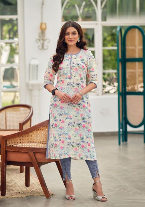 Zaveri Queen Digital Printed Linen Kurti Collection