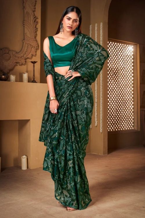 Aditi 371 Sequance Embroidered Soft Georgette Saree Collection