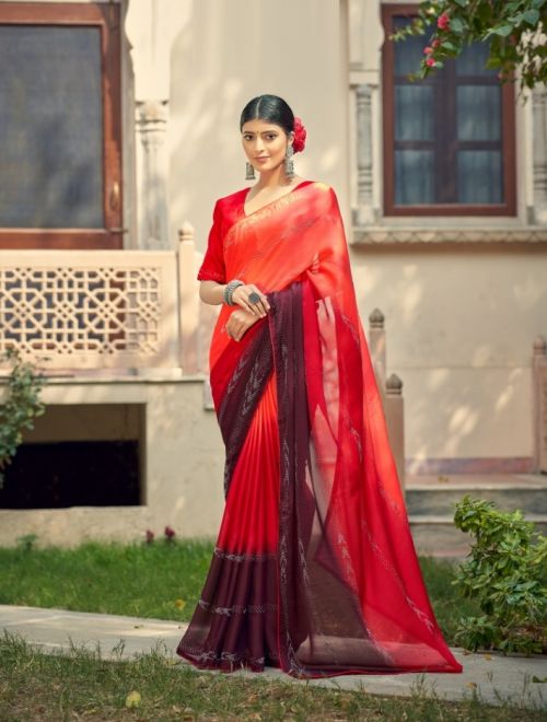 Ynf Shein Swarovski Fancy Designer Chiffon Saree Collection