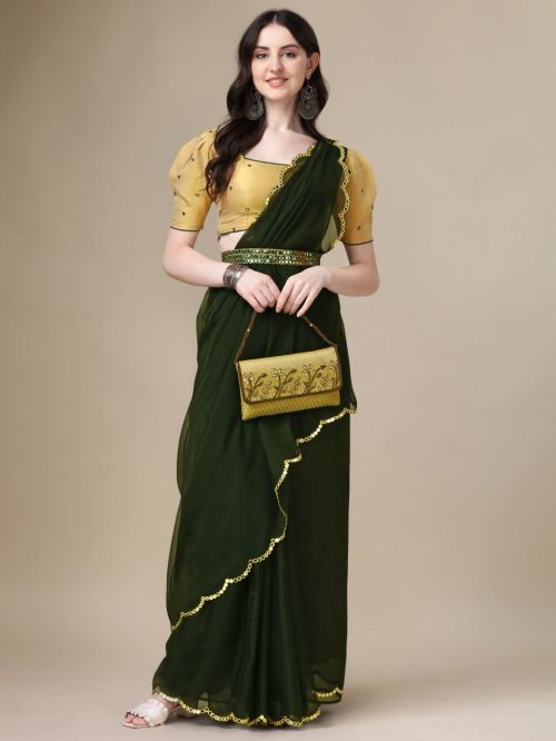 Spsc 59 Fancy Organza Plain Saree Collection
