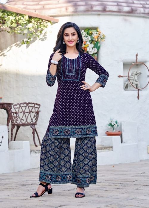 Kinti Shaheen Rayon Foil Print Kurti With Bottom Collection