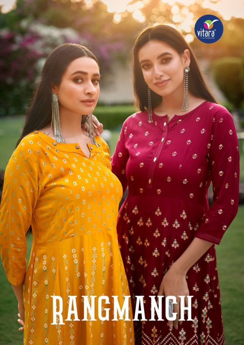 Vitara Rangmanch Fancy Rayon Long Anarkali Kurti Collection