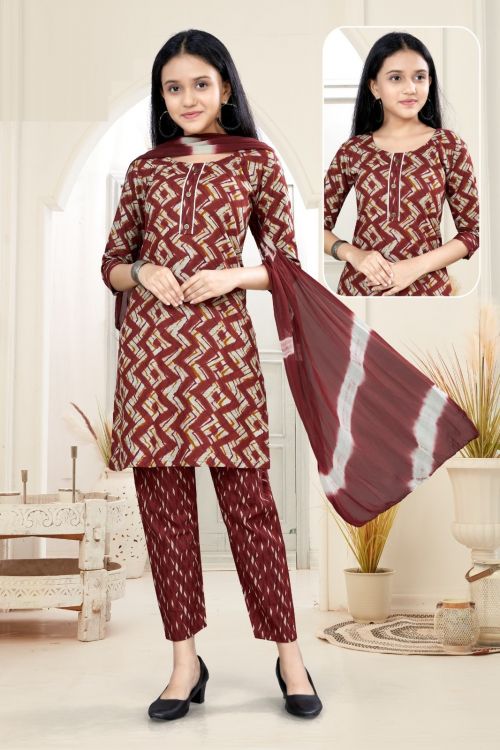 Varsha 8140 Rayon Kids Kurti With Bottom Dupatta Collection