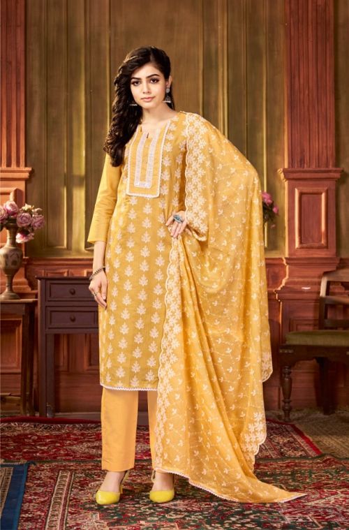 Bipson Hyundai 2227 Readymade Schiffli Embroidery Cotton Suit