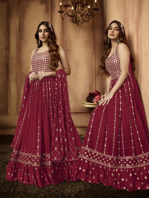 Master 51172 Faux Georgette Embroidery Designer Gown Collection