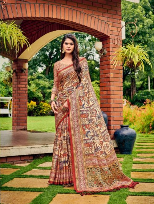 Saroj Riyasat Printed Work Katki Silk Sarees Collection