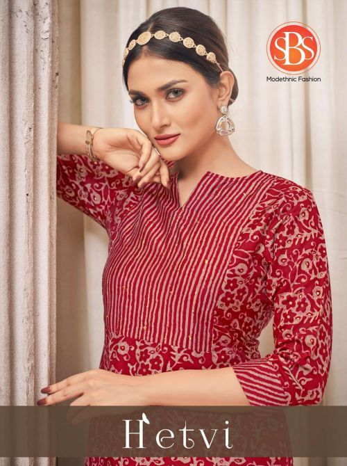 Sbs Hetvi Cotton Printed Casual Kurti With Bottom Set