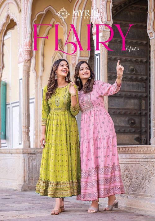 Myrie Flairy Vol 4 Heavy Rayon Printed Designer Long Anarkali Kurti
