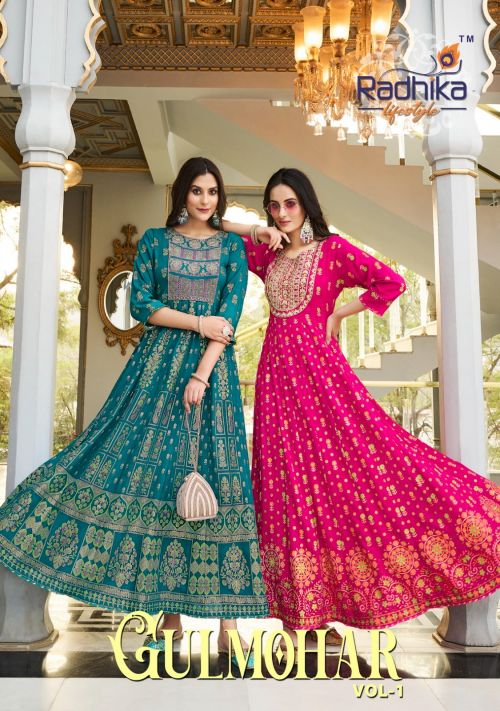 Radhika Gulmohar Vol 1 Rayon Long Designer Anarkali Kurti