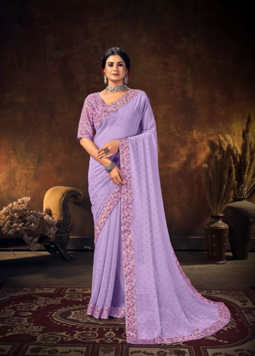 Saroj Ziyaa Party Wear Embroidery Work Georgette Sarees