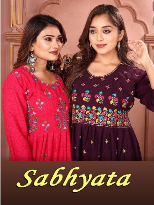 Jlf Sabhyata Anarkali Embroidery Work Long Kurtis Set