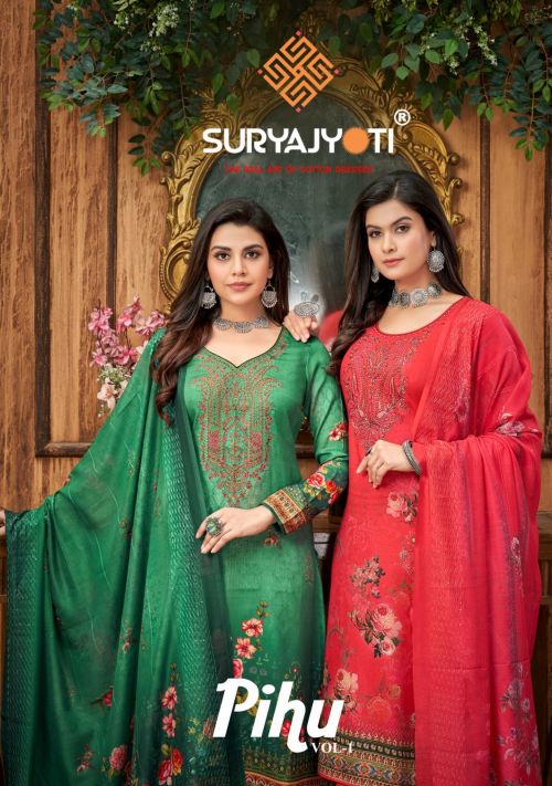 Suryajyoti Pihu Vol 1 Jam Satin Printed Dress Materials