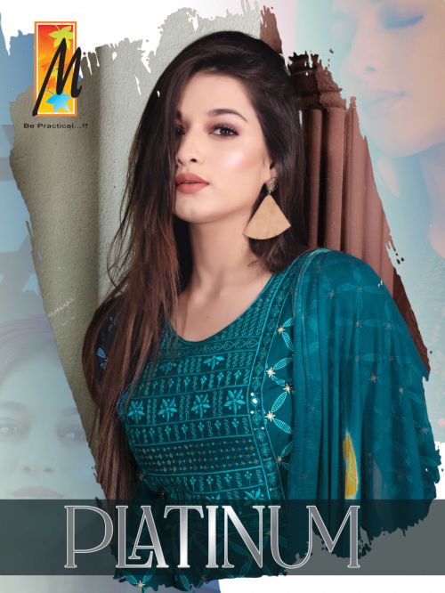 Master Platinum Rayon Embroidery Designer Kurti With Skirt Dupatta