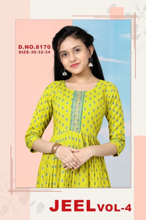 Jeel Vol 4 Fancy Long Kids Gown Kurti Collection