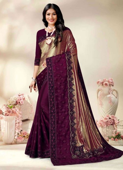 Ronisha Ustav Mirror Work Lycra Designer Saree Collection