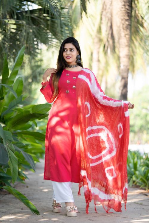 Sanvi 01 Rayon Ready Made Kurti Pant With Dupatta Collection
