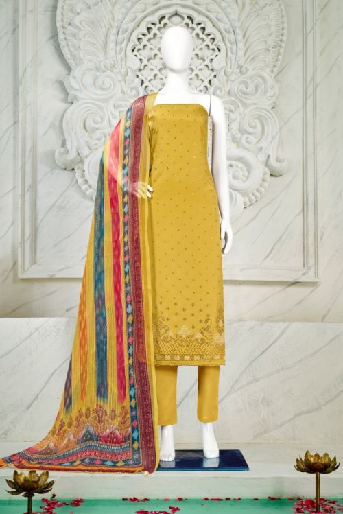 Bipson Swarovski 2152 Embroidery Cotton Dress Material