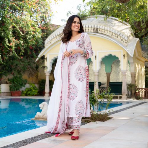 Dhruvi 62 Cotton Kurti Pant With Dupatta Collection