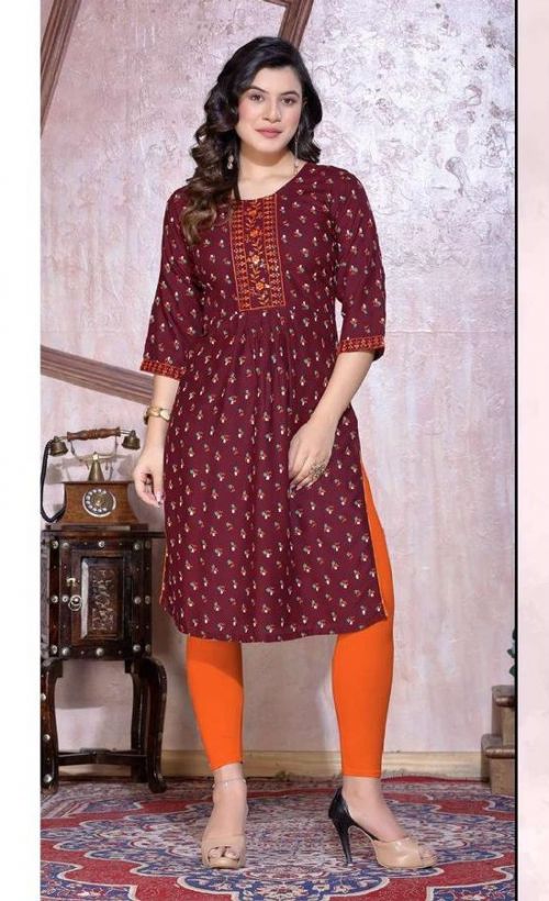 Golden Qushi Printed Designer Straight Kurti Collection