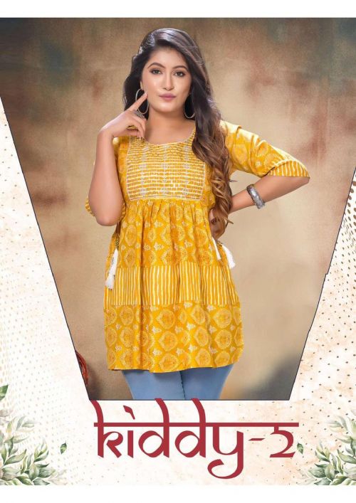 Jlf Kiddy 2 Rayon Designer Ladies Short Top Kurti Collection