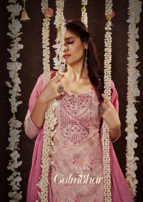 Vastu Gulmohar Vol 1 Foil Printed Designer Cotton Dress Material Set