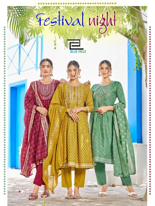 Blue Hills Festival Night Readymade Kurti With Dupatta Collection