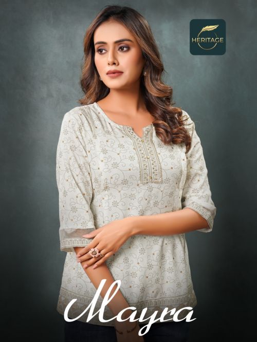 Heritage Mayra Rayon Fancy Wear Short Top Collection