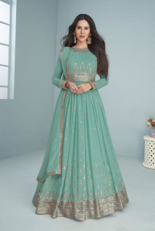 9293 Master Georgette Embroidery Designer Salwar Kameez Collection