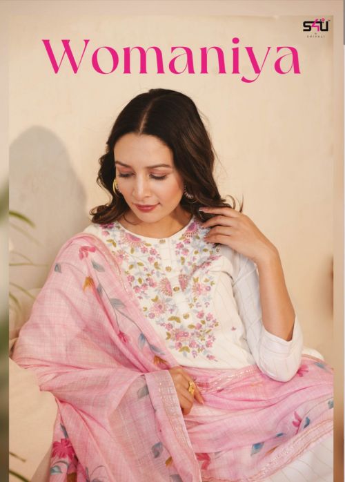 S4u Womaniya 1001 Embroidery Designer Kurti Pant With Dupatta