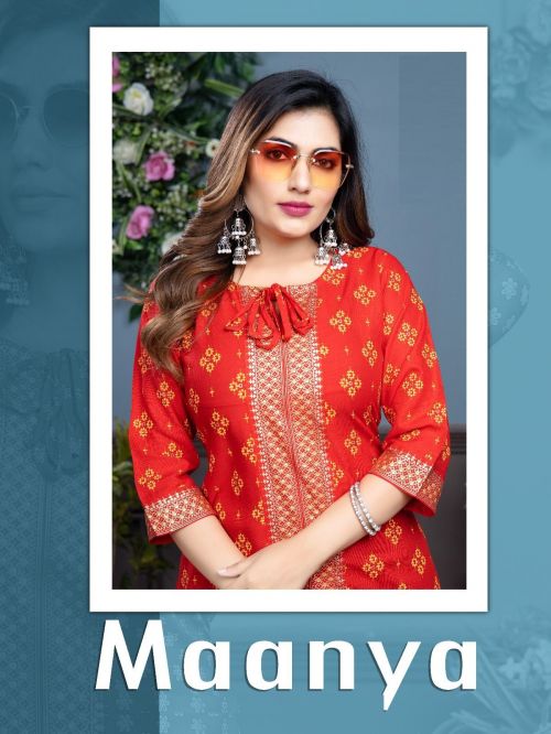Golden Maanya Rayon Long Kurti Collection