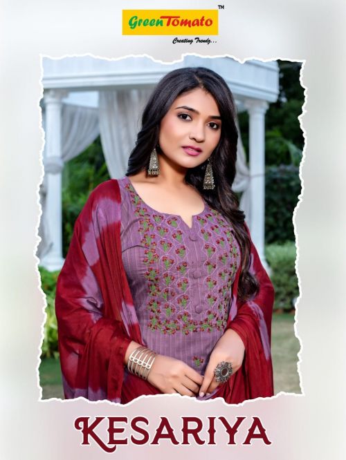 Green Tomato Kesariya Embroidery Ready Made Dress Collection
