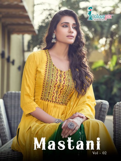 Colourpix Masatni Vol 2 Embroidery Designer Kurti Pant With Dupatta