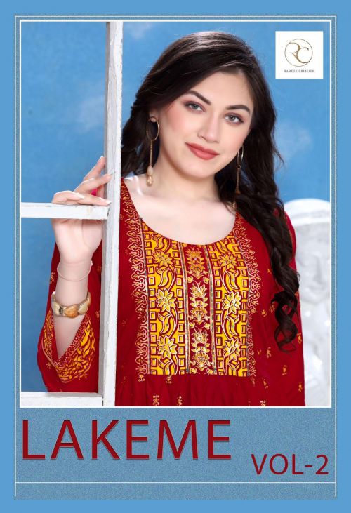 Rc Lakeme 2 Rayon Gold Printed Long Anarkali Kurti Collection