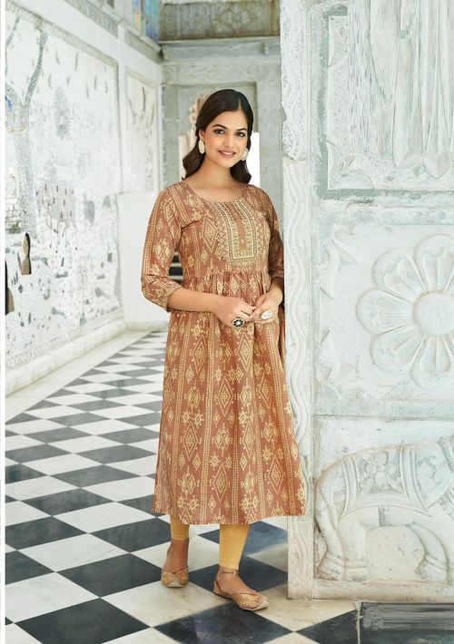 Kesariya Vol 1 By Kajal Embroidery Designer Nayra Cut Kurti Collection