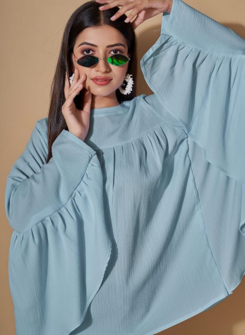 Sc 5001 Poly Fancy Western Wear Cotton Fill Free Stylish Ledies Top Collection