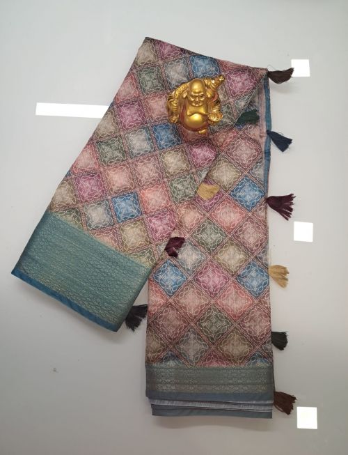 Monalisha 118 Printed Pure Cotton Silk Saree Set