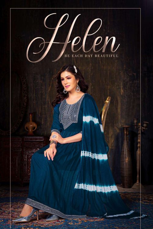Golden Helen Embroidery Designer Kurti Bottom With Dupatta