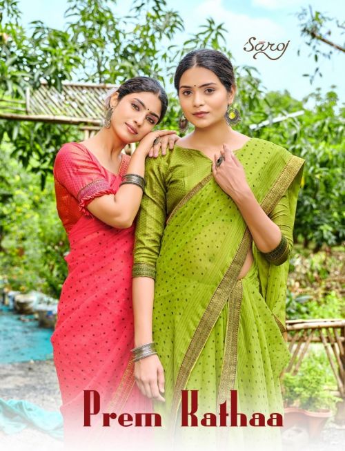 Saroj Prem Katha Jari Worked Designer Chiffon Saree Collection
