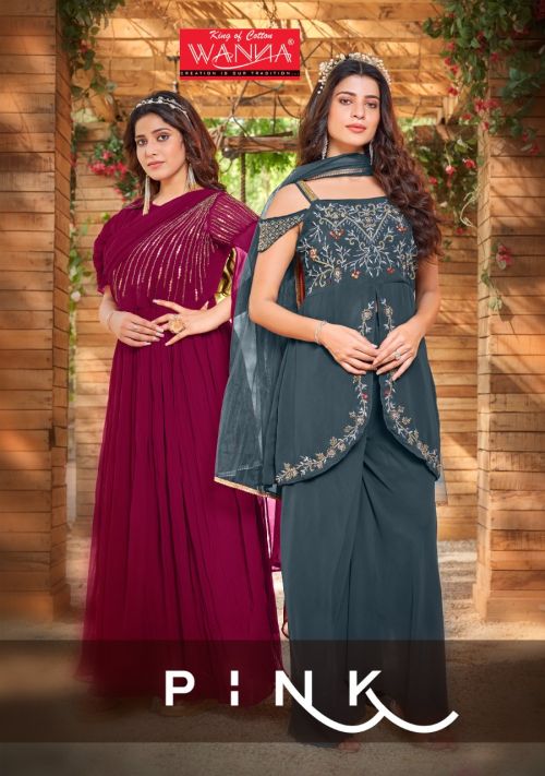 Wanna Pink Stylish Fancy Indo Western Kurti With Heavy Layer Gown