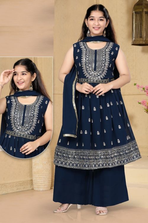 Rubika 8150 Georgette Kids Wear Kurti Sharara With Dupatta