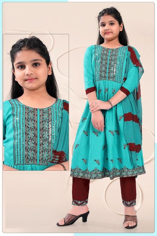 Jalak 8129 Rayon Kurti Pant With Dupatta Kids Wear Collection