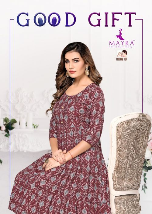 Mayra Good Gift Ethnic Rayon Feeding Wear Long Kurti Collection