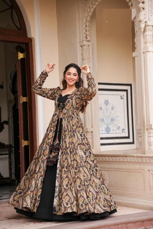 Lucaya Vol 11 Shrug Fancy Style Indo Western Long Gown Collection