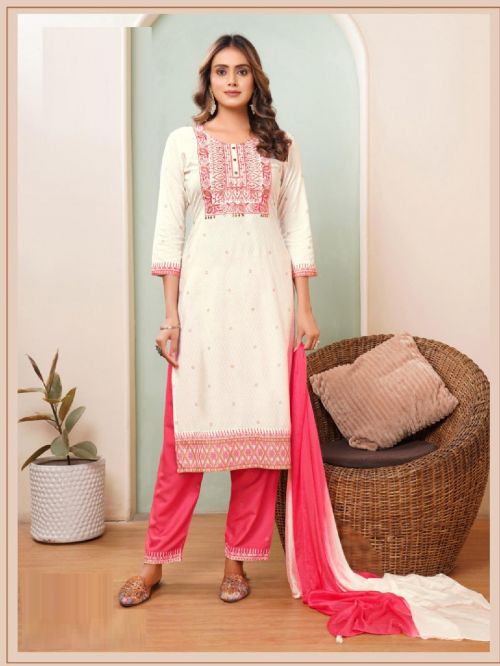 Heritage Luxe Premium Rayon Designer Kurti Pant With Dupatta Set