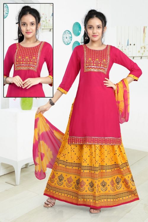 Padma Vol 3 Embroidery Work Kids Wear Kurti Skirt With Dupatta Collection