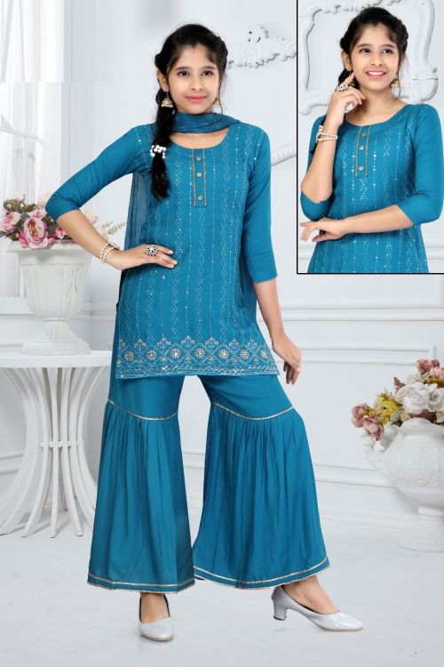 Vaani Vol 2 Fancy Kids Wear Kurti Sharara With Dupatta Collection