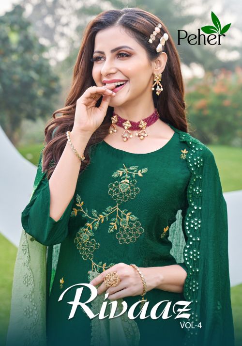 Peher Rivaaz 4 Modal Designer Silk Kurti Bottom Dupatta Collection